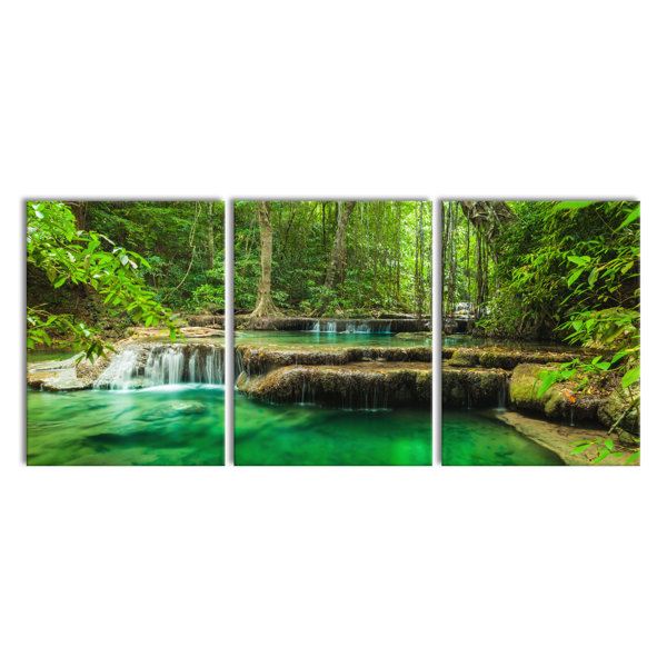 East Urban Home 3-tlg. Leinwandbilder-Set Tropischer Fluss | Wayfair.de